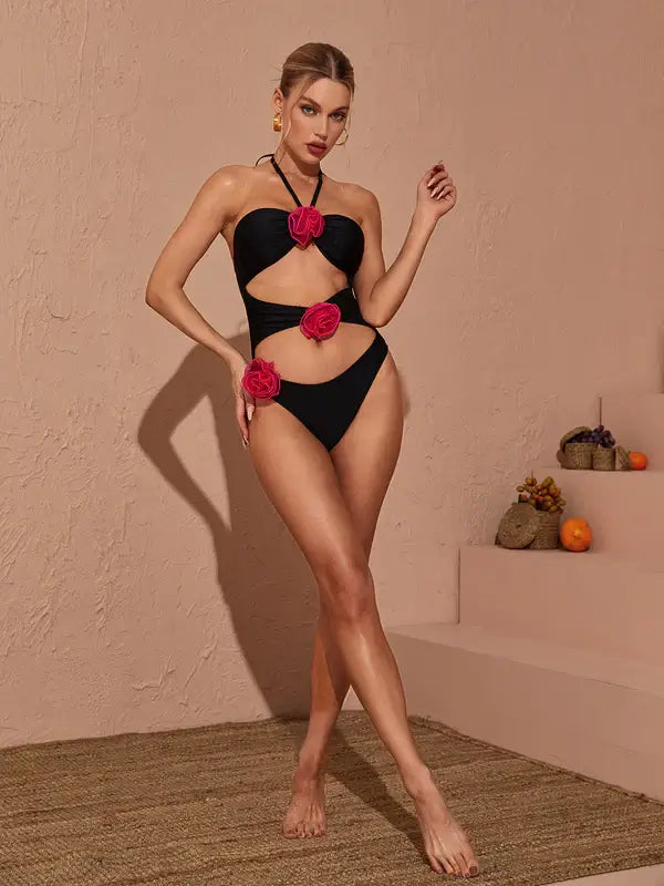 Sexy Floral One Piece Swimsuit - Olivia