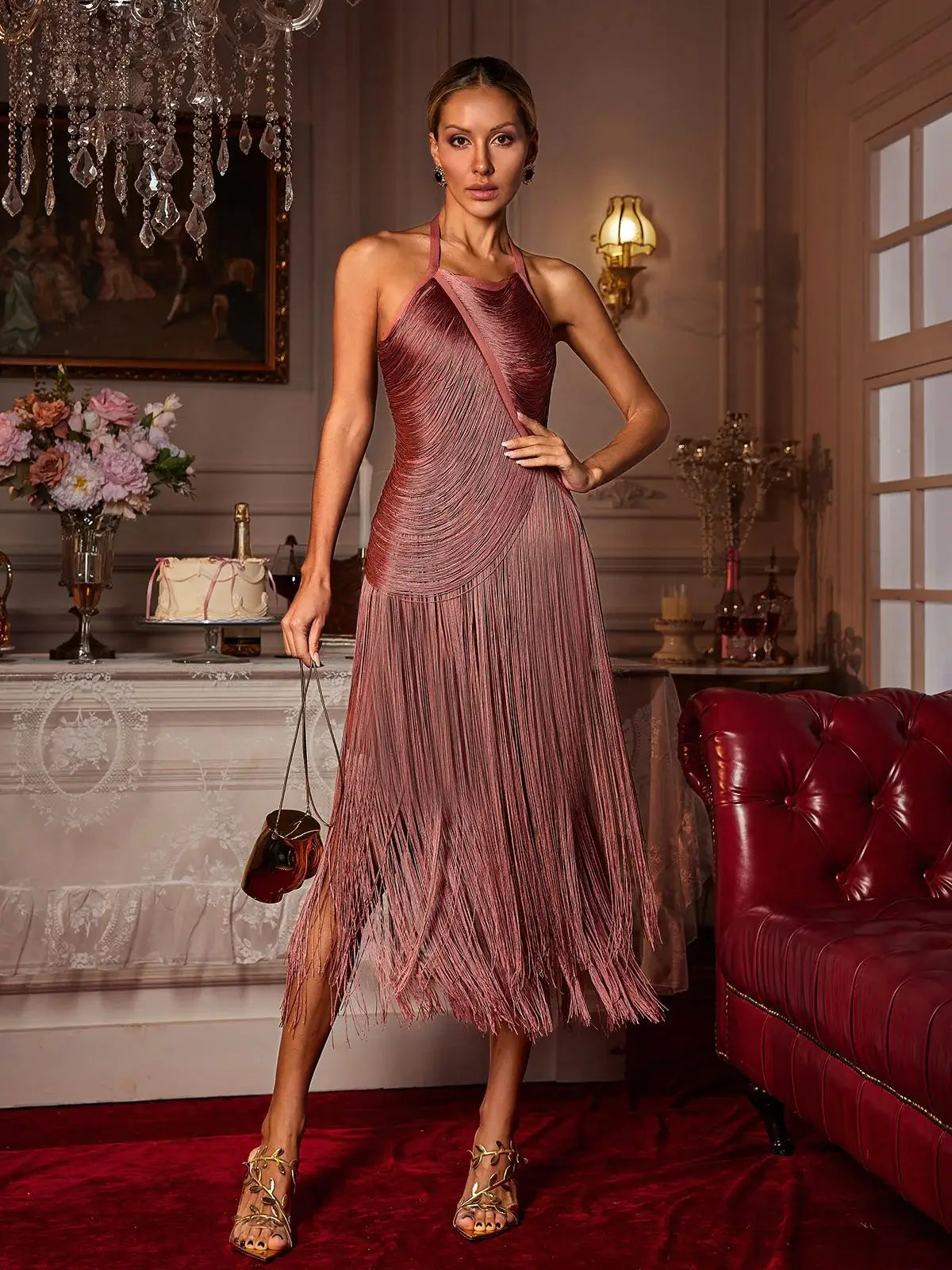 Halter Tassel Bandage Dress - Darren