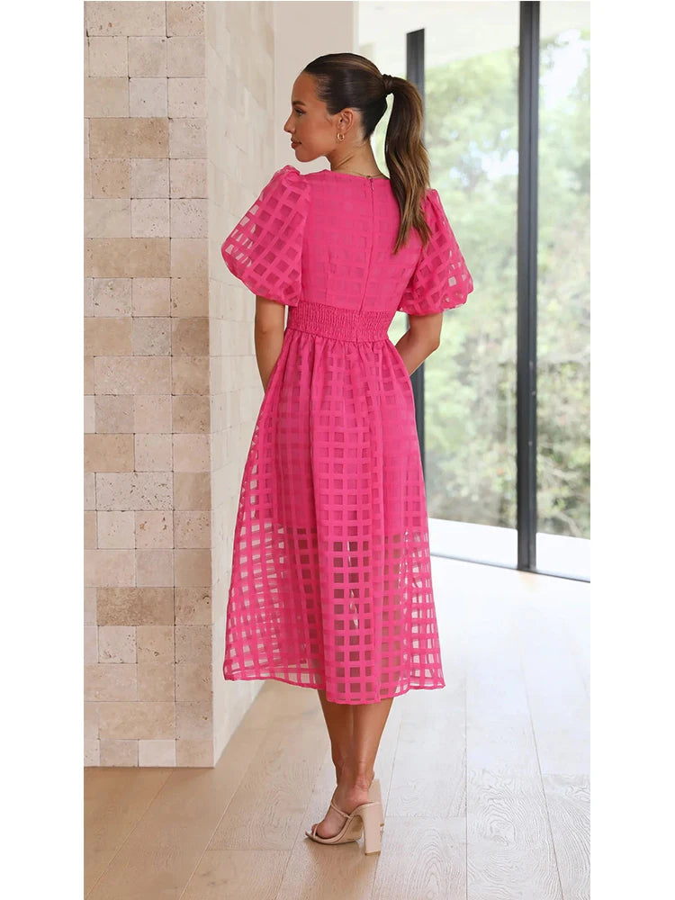 Lantern Sleeve A-line Dress - Betty