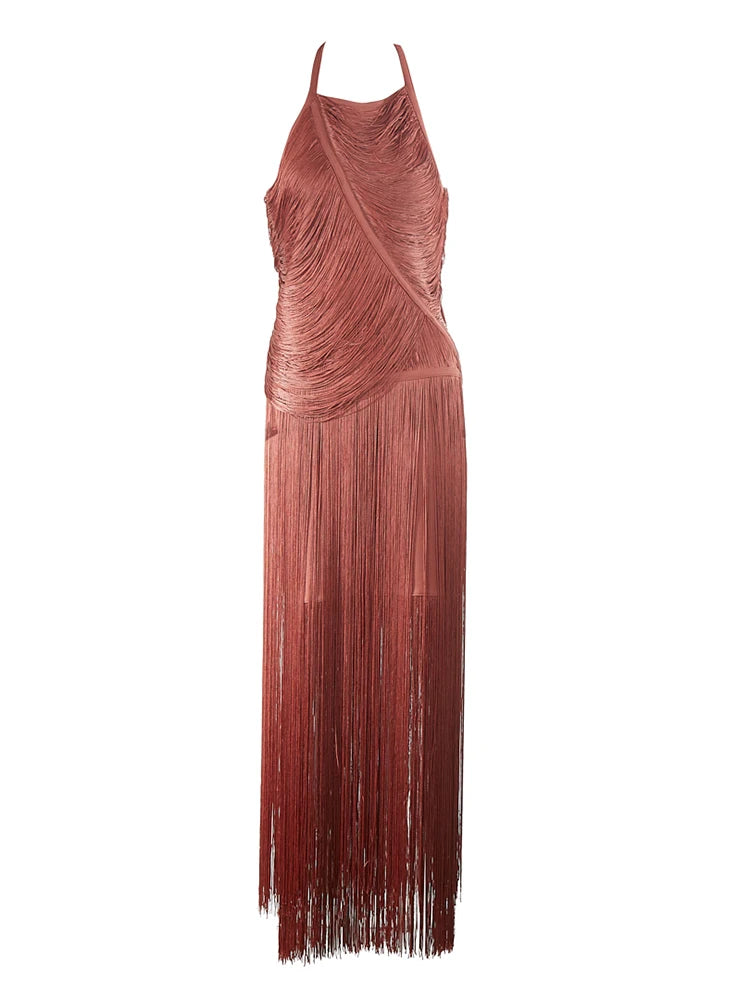 Halter Tassel Bandage Dress - Darren