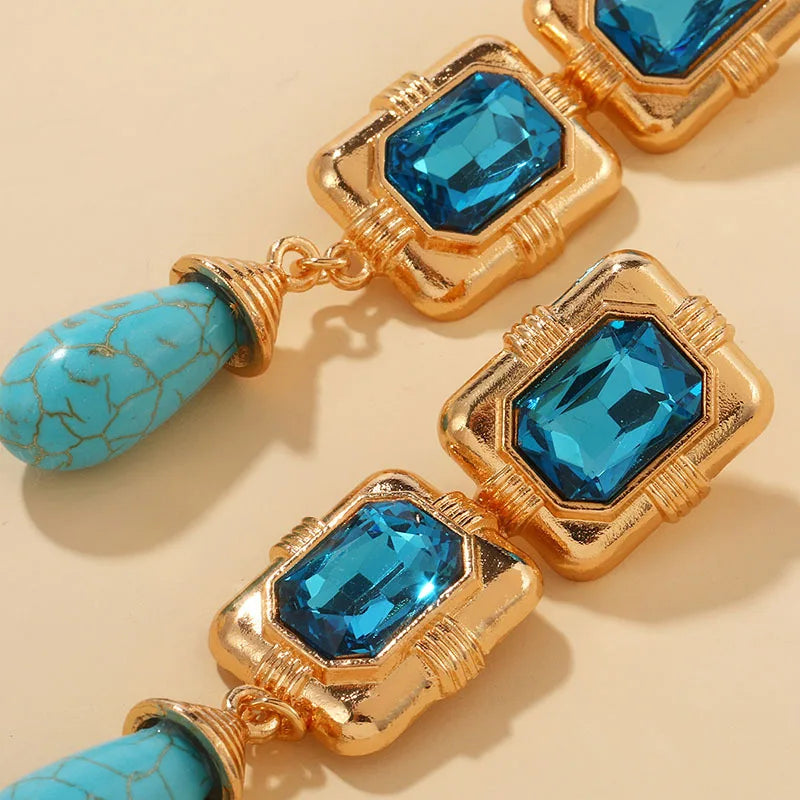 Turquoise Drop Stone Earring - Damien