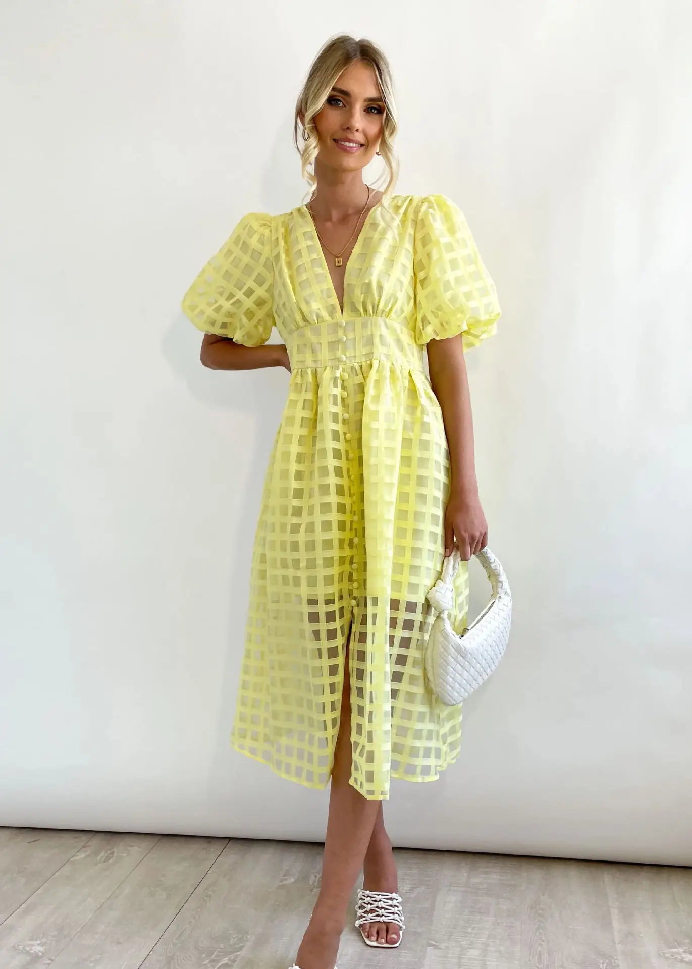 Lantern Sleeve A-line Dress - Betty