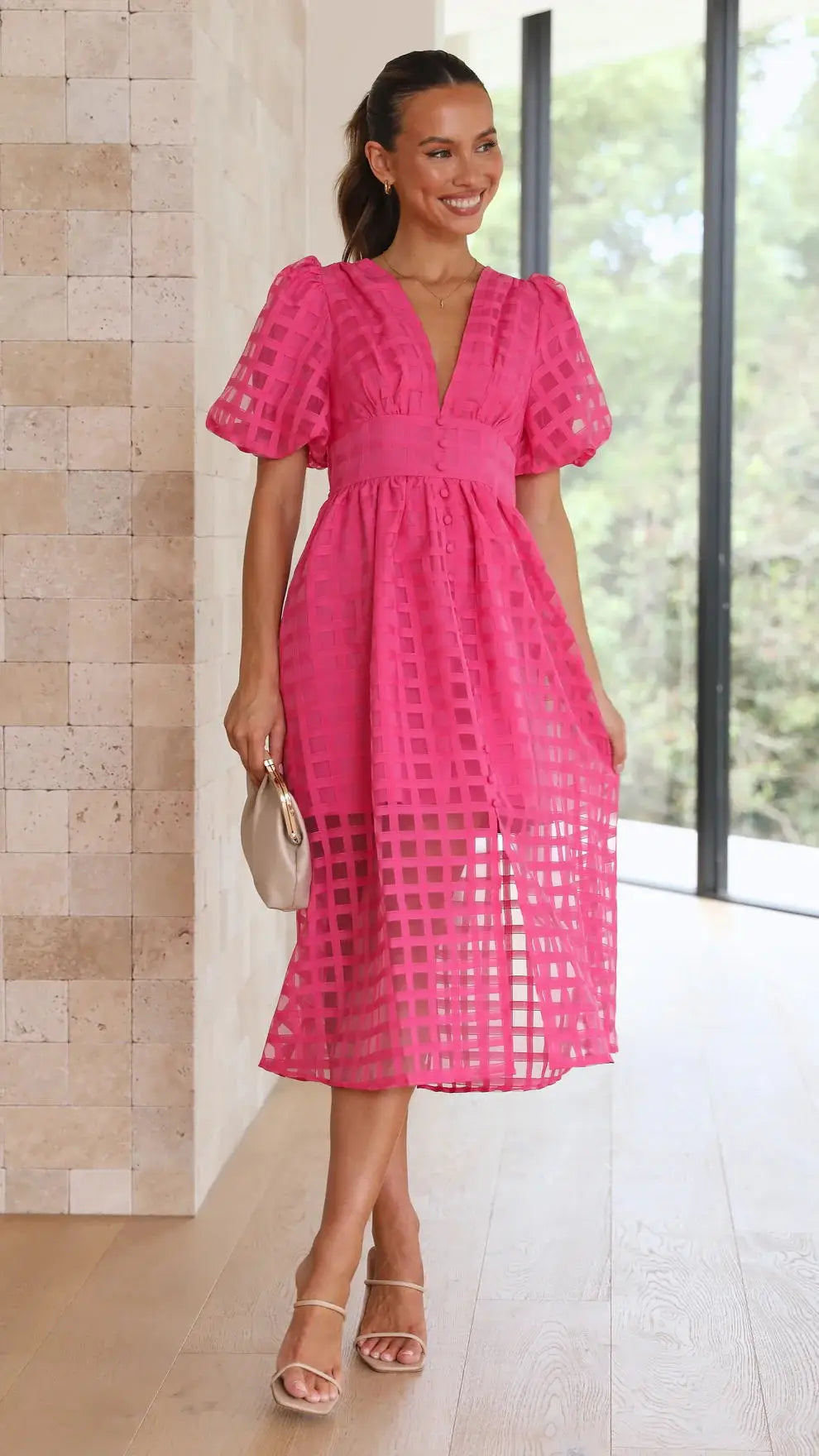 Lantern Sleeve A-line Dress - Betty