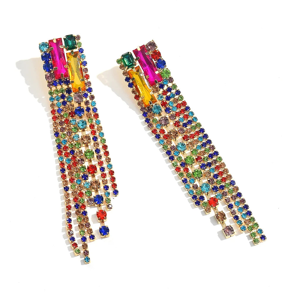 Rhinestone Tassel Earring - Shaira