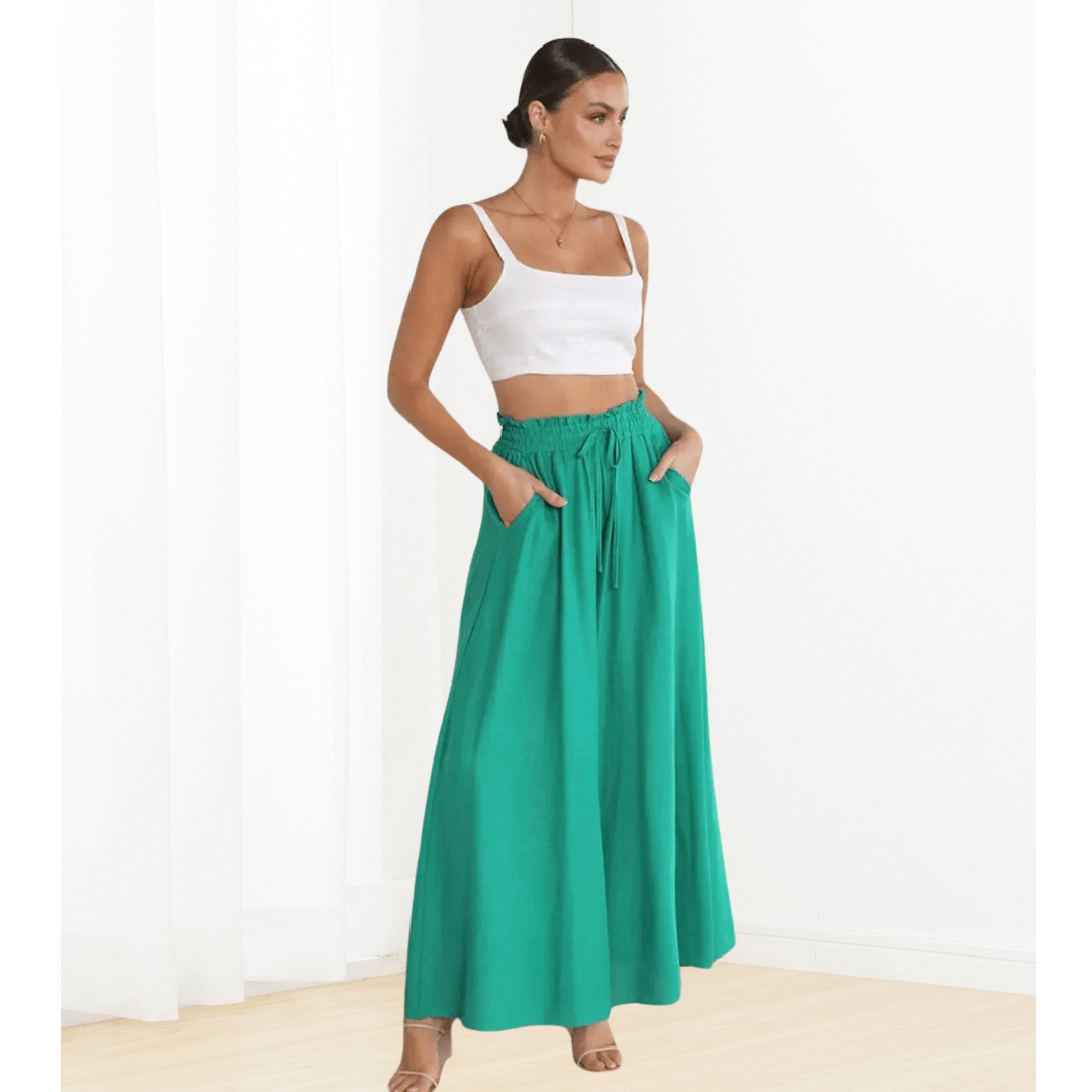 Summer Wide Leg With Elastic Waistband Pants - Alina