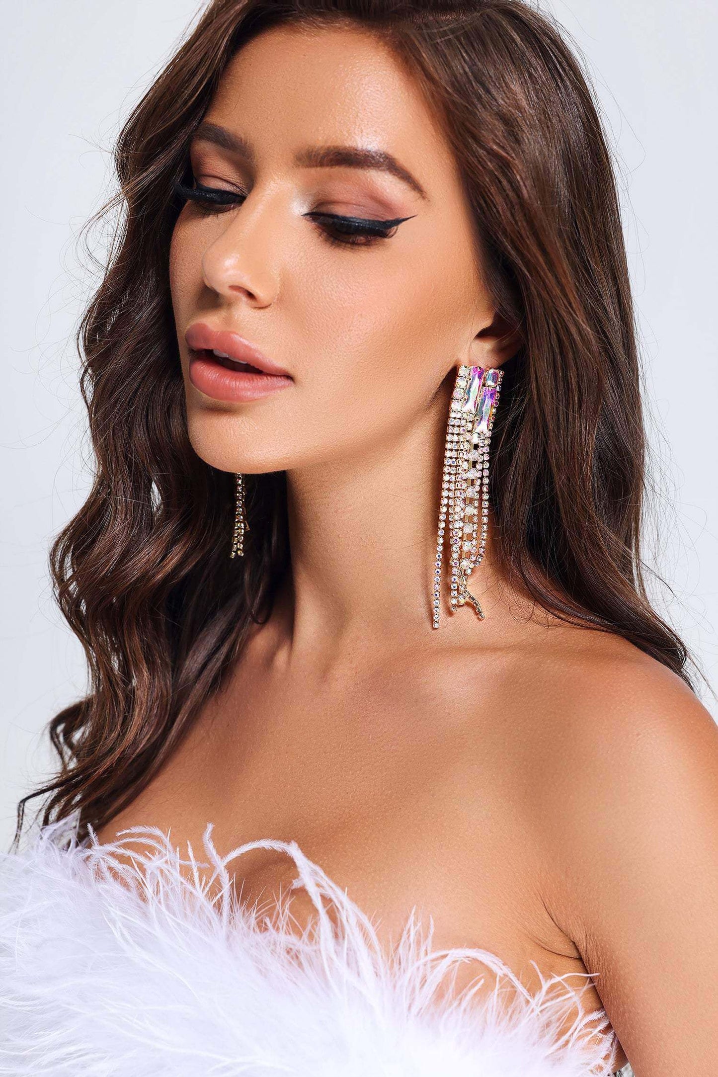 Rhinestone Tassel Earring - Shaira