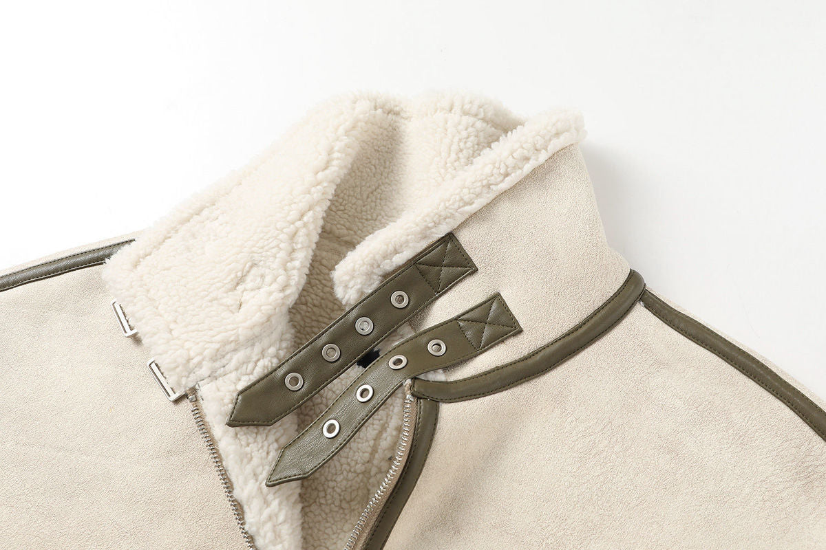 Leather Tutleneck Zipper Jacket - Freya