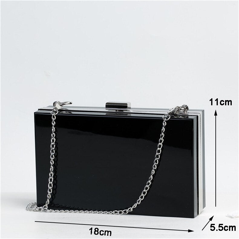 Black Acrylic Evening Clutch - Cora