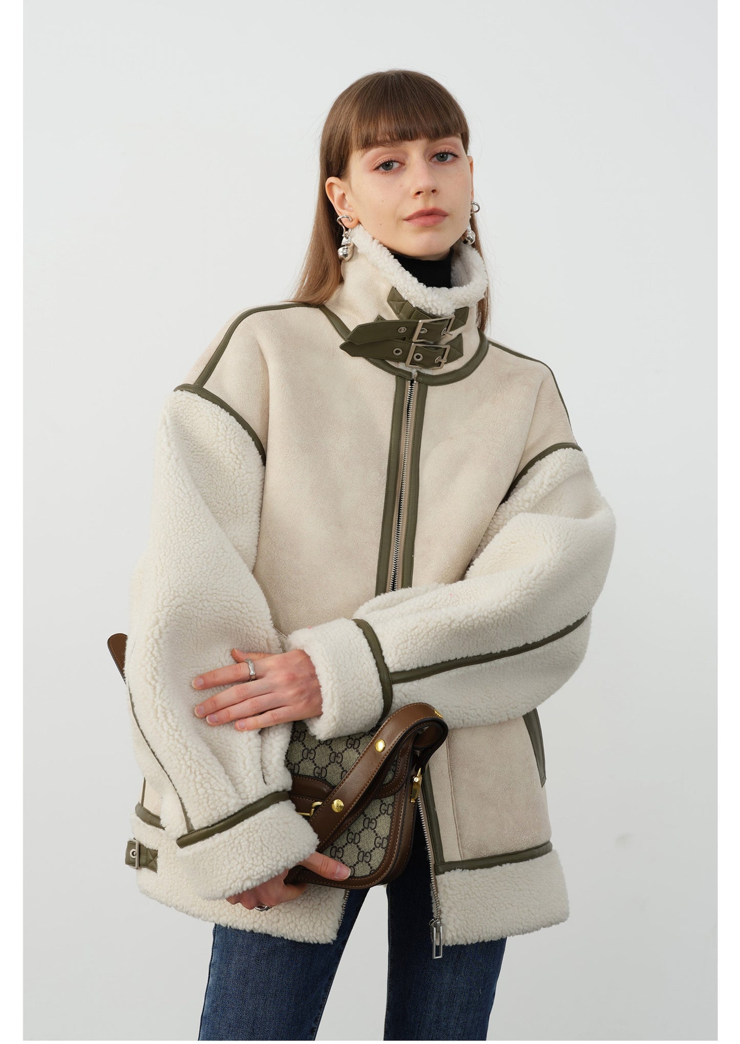 Leather Tutleneck Zipper Jacket - Freya