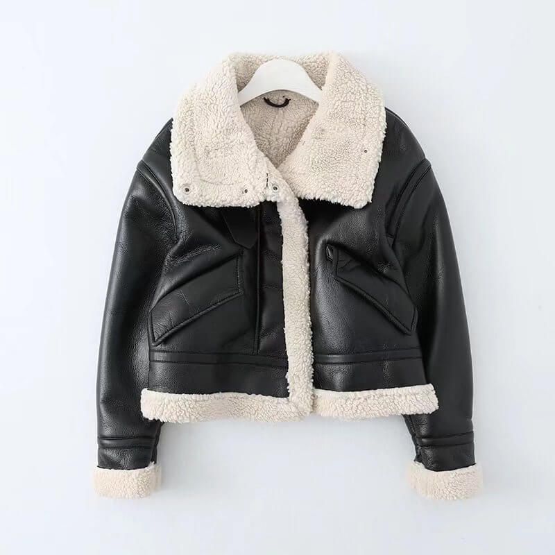 Thick Warm Faux Leather Jacket - Celine