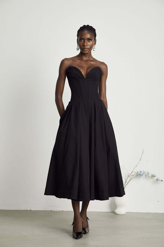 Strapless Corset A Line Dress - Elalia