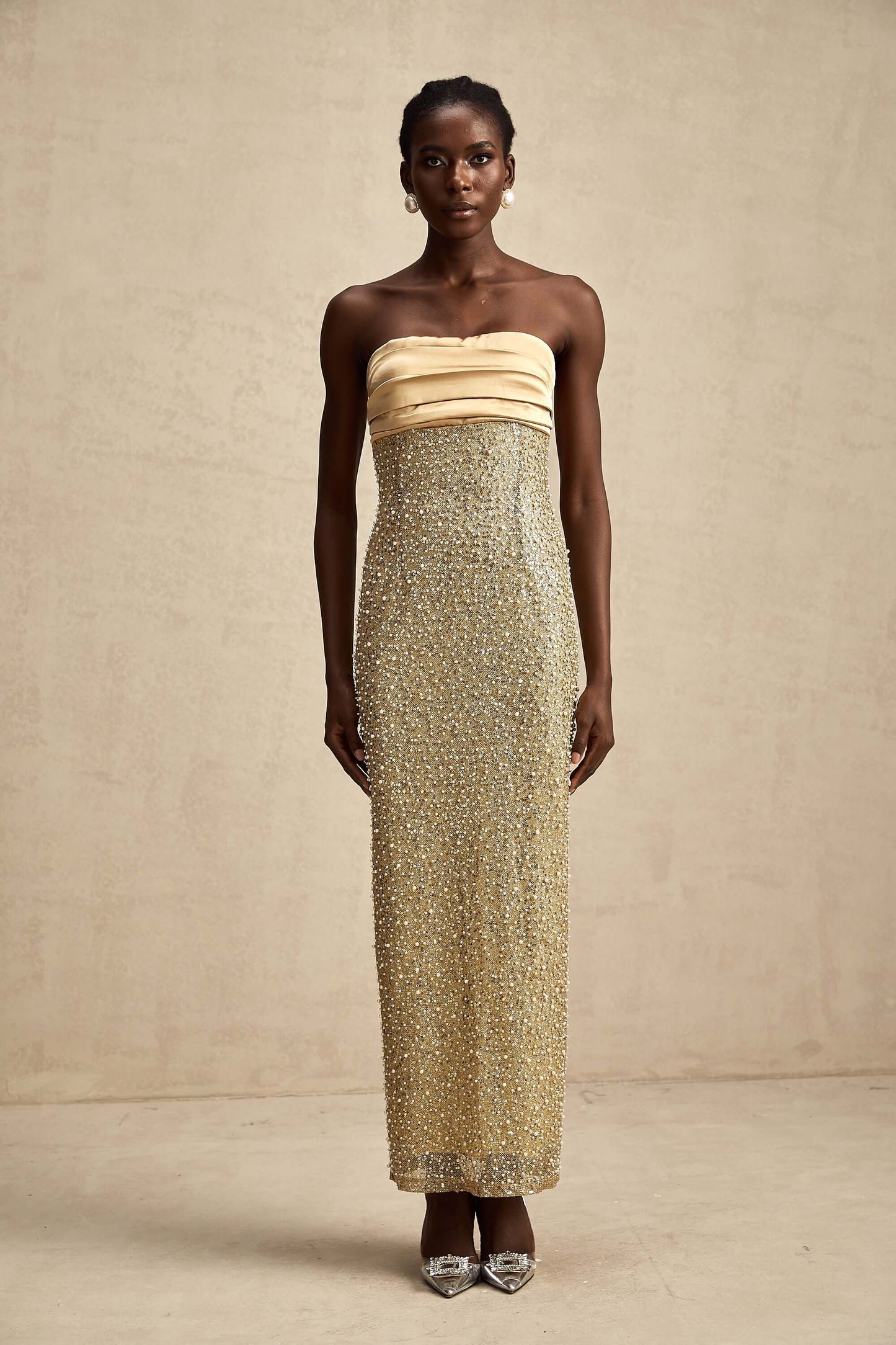 Beaded Strapless Bodycon Dress - Alexa