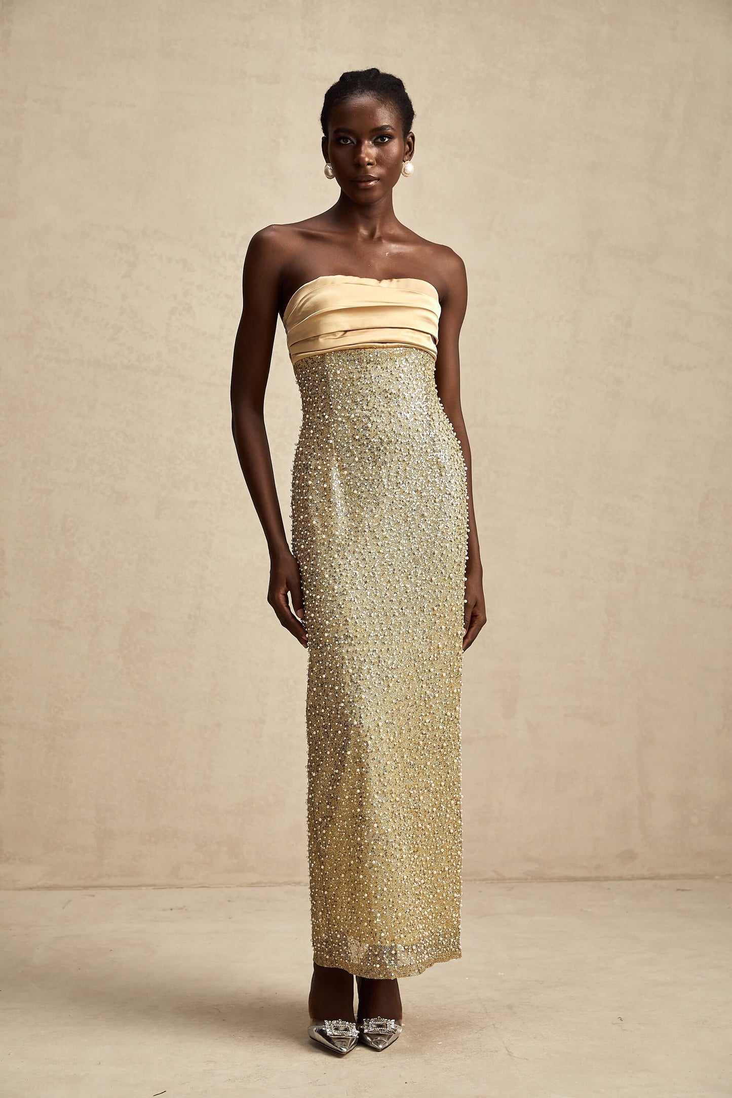 Beaded Strapless Bodycon Dress - Alexa