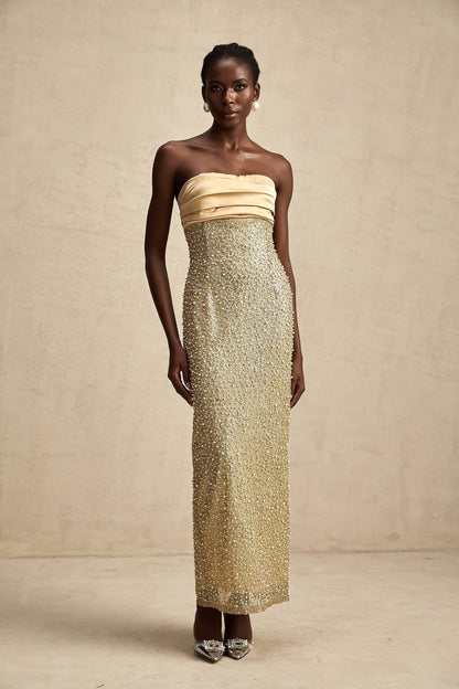 Beaded Strapless Bodycon Dress - Alexa
