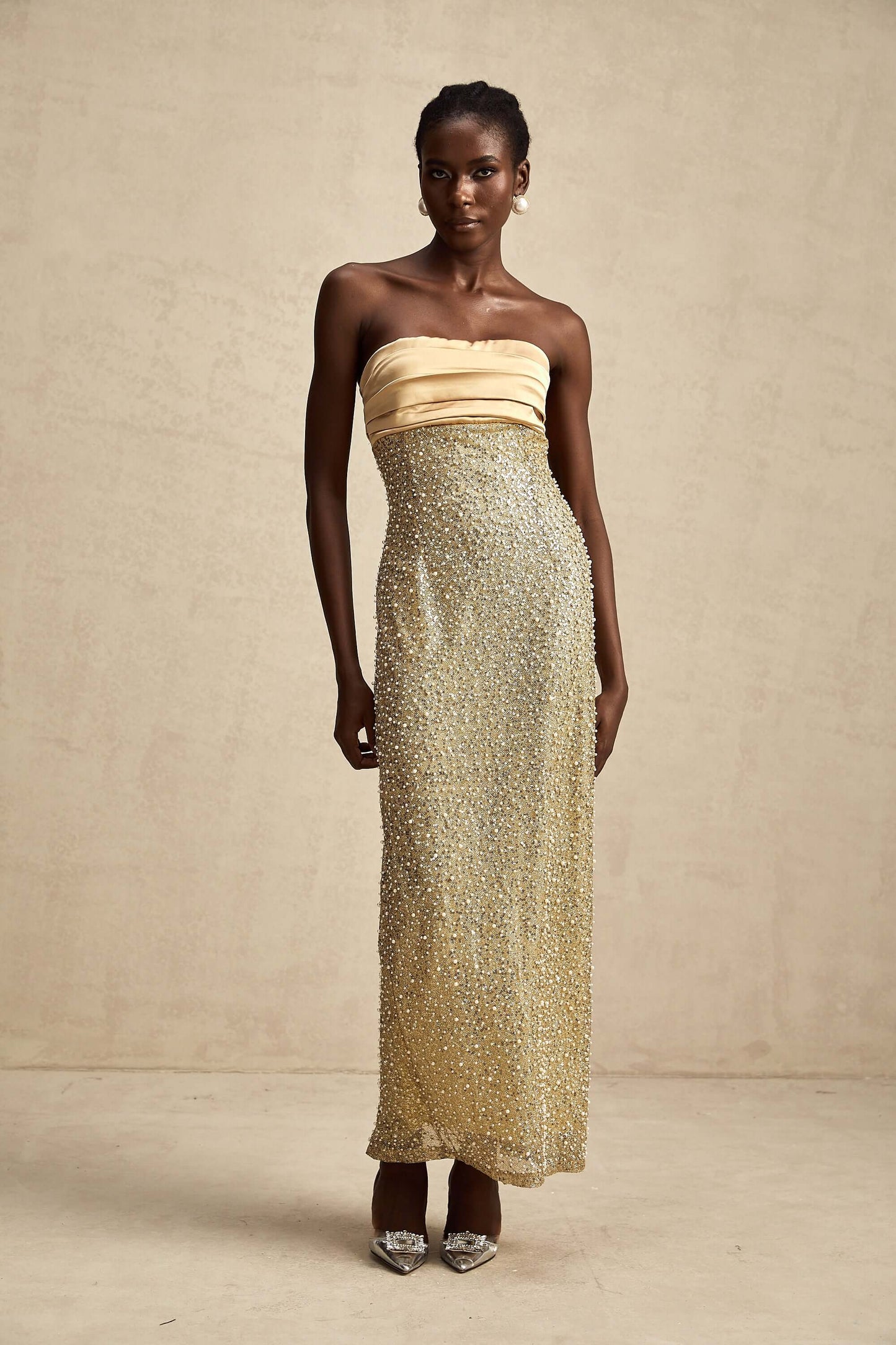 Beaded Strapless Bodycon Dress - Alexa