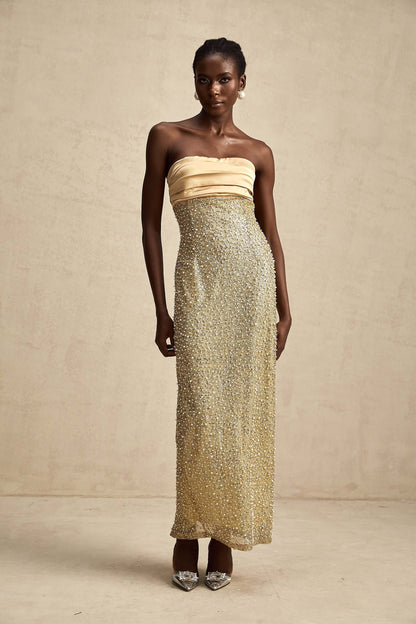 Beaded Strapless Bodycon Dress - Alexa