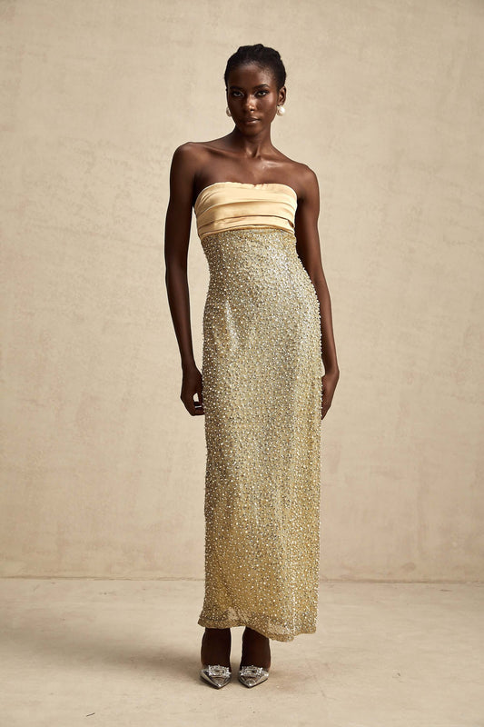 Beaded Strapless Bodycon Dress - Alexa