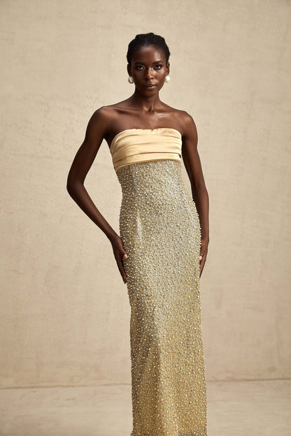 Beaded Strapless Bodycon Dress - Alexa