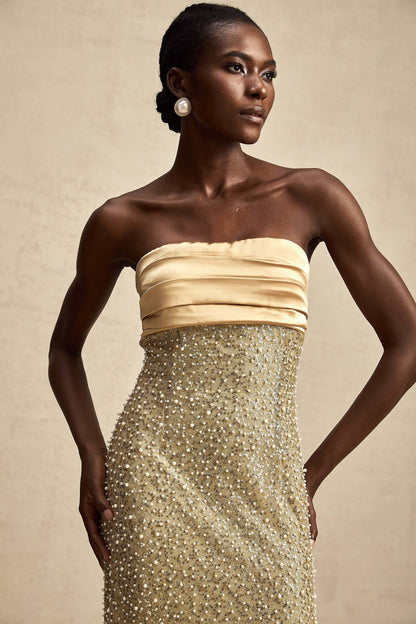 Beaded Strapless Bodycon Dress - Alexa