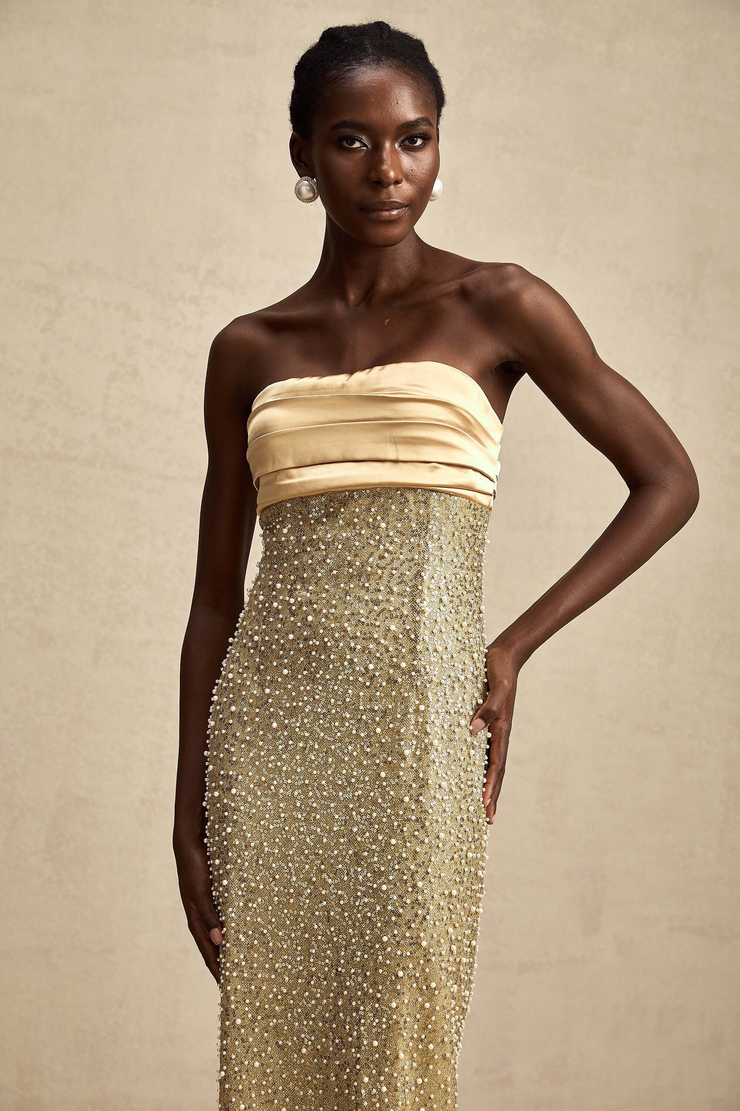 Beaded Strapless Bodycon Dress - Alexa