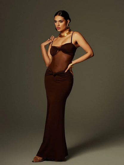 Spaghetti Bow Twisted Dress - Tryssia